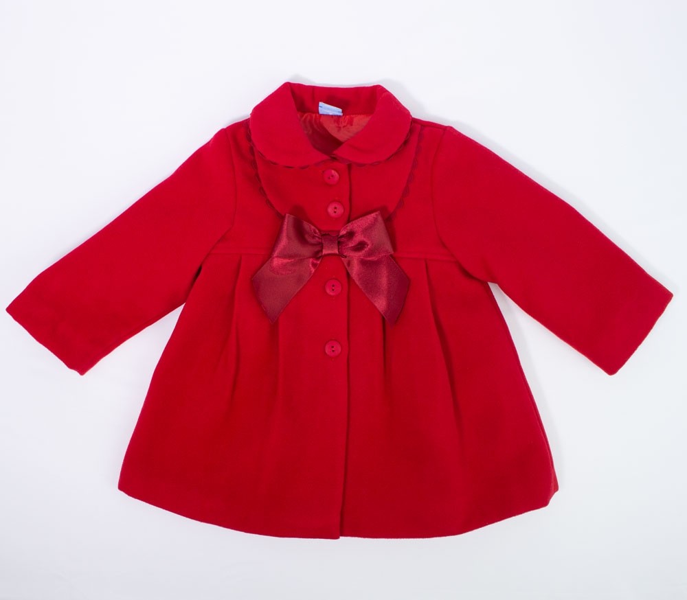Cappotto in Panno Svasato Foderato Rosso-Rosa Neonata SARDON AB13 - SARDON - LuxuryKids