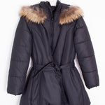 Cappotto Lungo con Cappuccio Ecopelliccia Nero Bambina BUFI B329AJ - BUFI - LuxuryKids