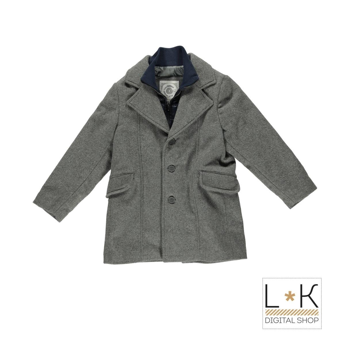 Cappotto Lungo In Panno Grigio Bambino Sarabanda H373 - SARABANDA - LuxuryKids