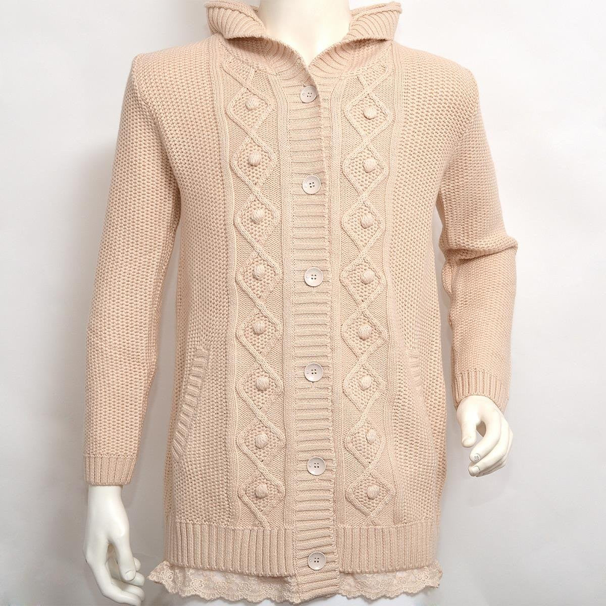 Cardigan con Cappuccio Neonata Beige Sarabanda L260 - SARABANDA - LuxuryKids