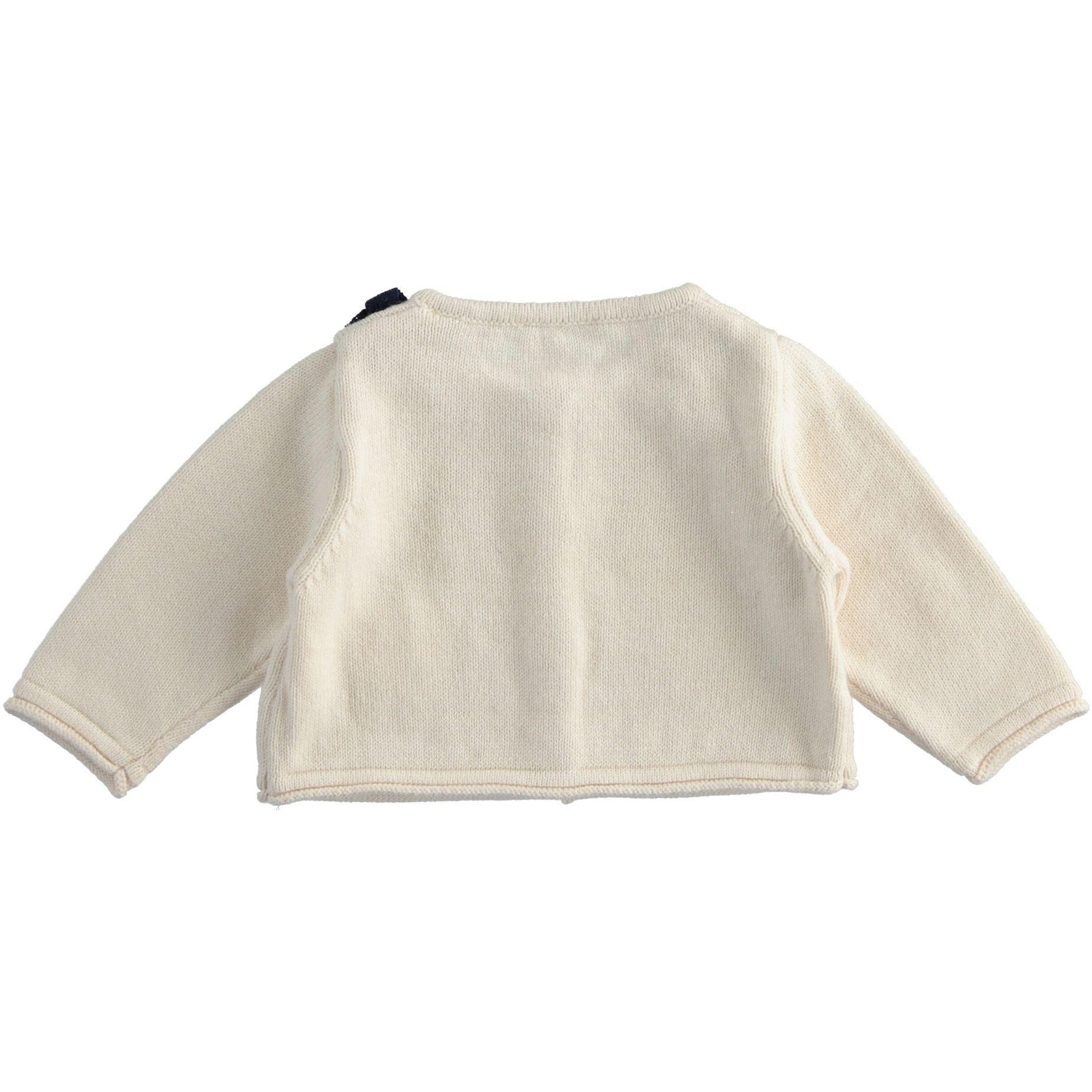 Cardigan con Pois Ricamati In Misto Lana Neonata MINIBANDA 1714 - MINIBANDA - LuxuryKids