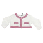 Cardigan in Caldo Cotone Bianco-Rosa Neonata Moschino MDF001 - MOSCHINO - LuxuryKids