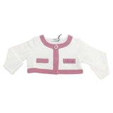 Cardigan in Caldo Cotone Bianco-Rosa Neonata Moschino MDF001 - MOSCHINO - LuxuryKids
