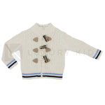 Cardigan In Filo Di Cotone Con Zip E Alamari Panna Neonato Dr Kid DK501 - DR.KID - LuxuryKids