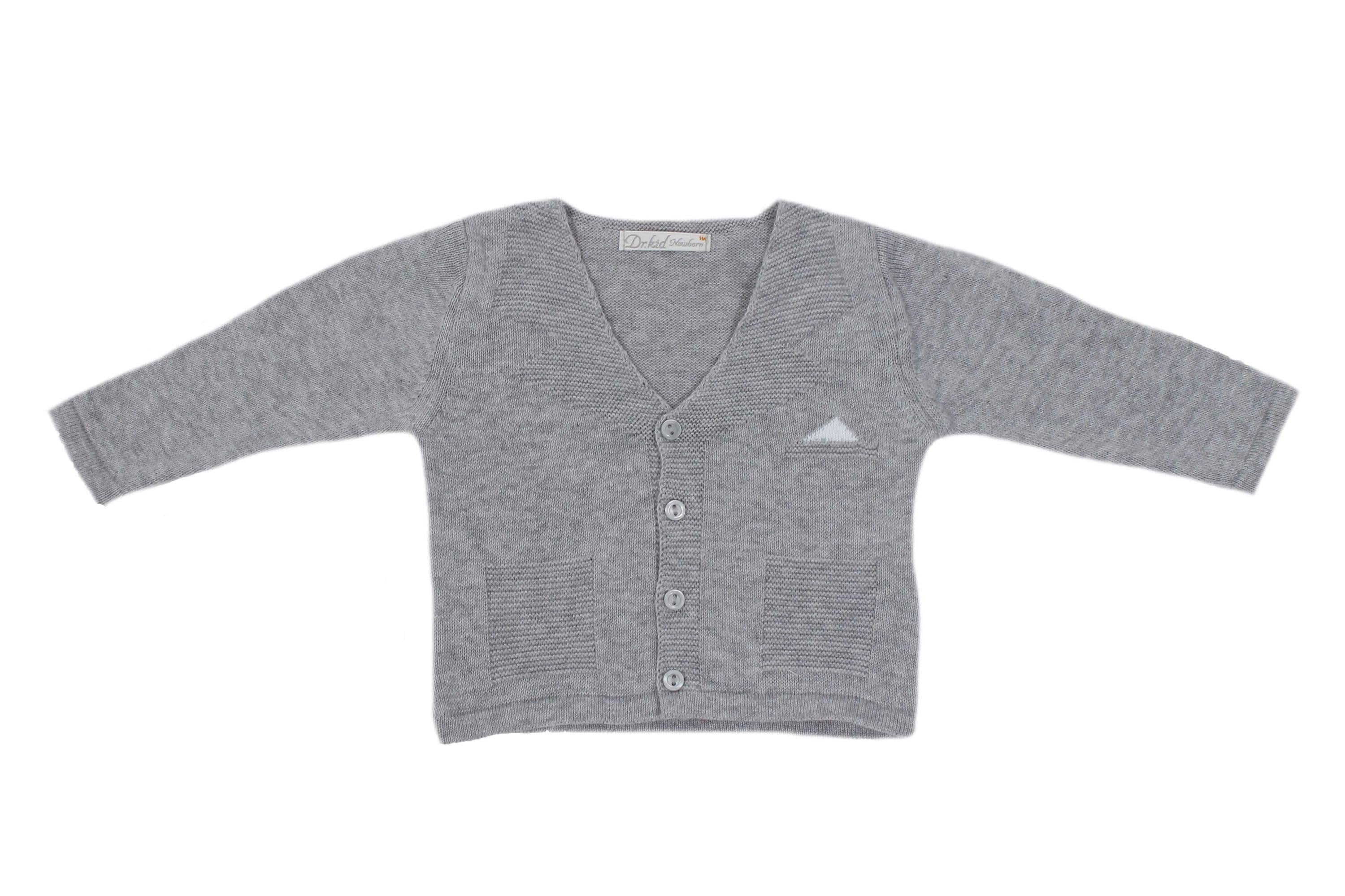 Cardigan in Filo Di Cotone Grigio Neonato DR KID DK109 - DR.KID - LuxuryKids