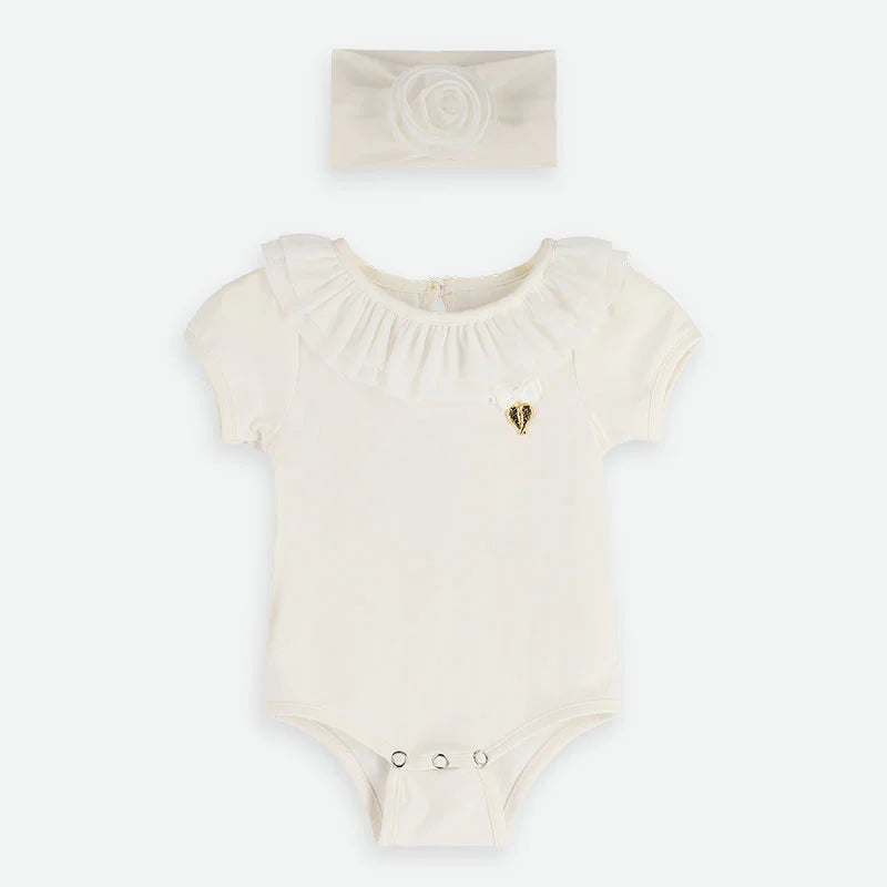 Set Body Elegante E Fascia In Cotone Bianco Neonata ANGEL'S FACE CLEMENTINE