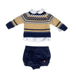     Completo3pezziEleganteChicNeonatoYOEDU0209BluLuxurykids