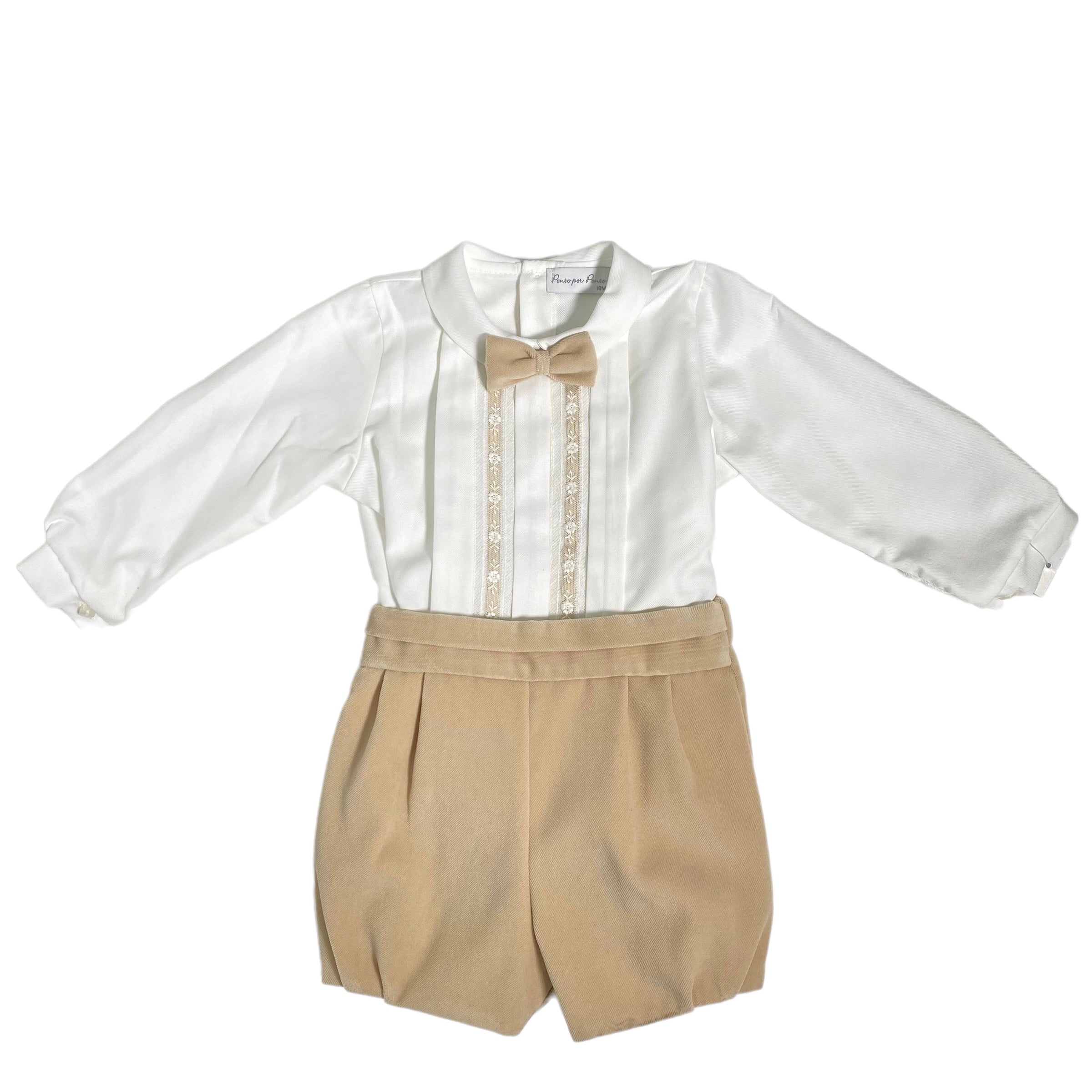 Completo Elegante In Velluto Neonato PONTO POR PONTO 5872 - PONTO POR PONTO - LuxuryKids