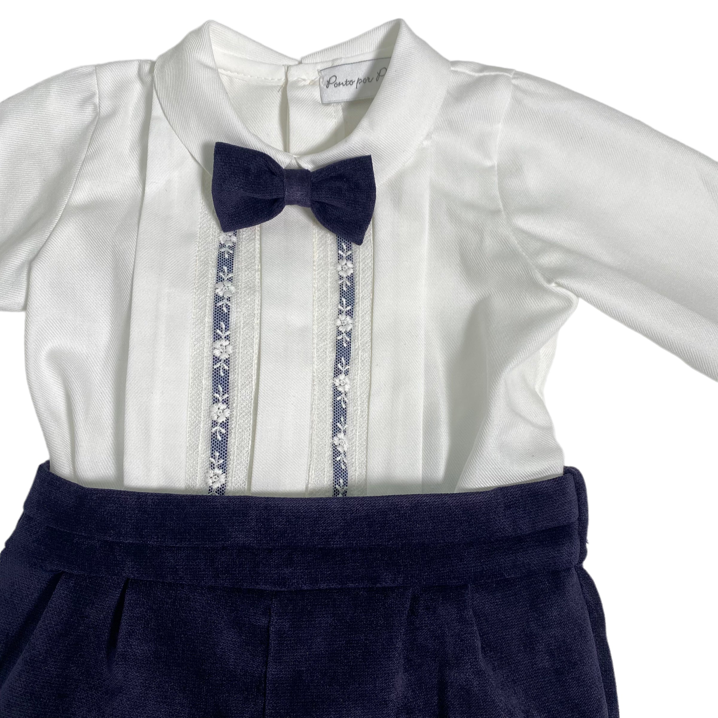 Completo Elegante In Velluto Neonato PONTO POR PONTO 5872 - PONTO POR PONTO - LuxuryKids