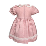 Abito Mezza Manica In Caldo Cotone Rosa Con Pizzo Neonata NINNAOH I2241 - NINNAOH - LuxuryKids