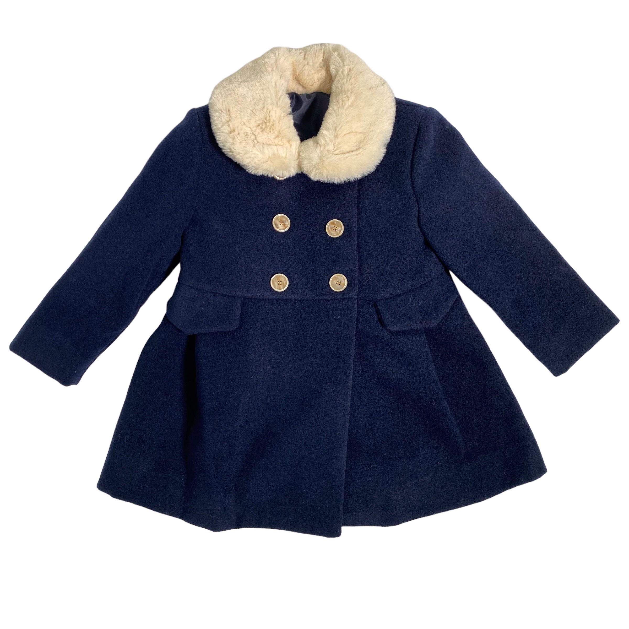 Cappotto In Panno Con Collo In Ecopelliccia Bambina DEL SUR 4991 - DEL SUR - LuxuryKids