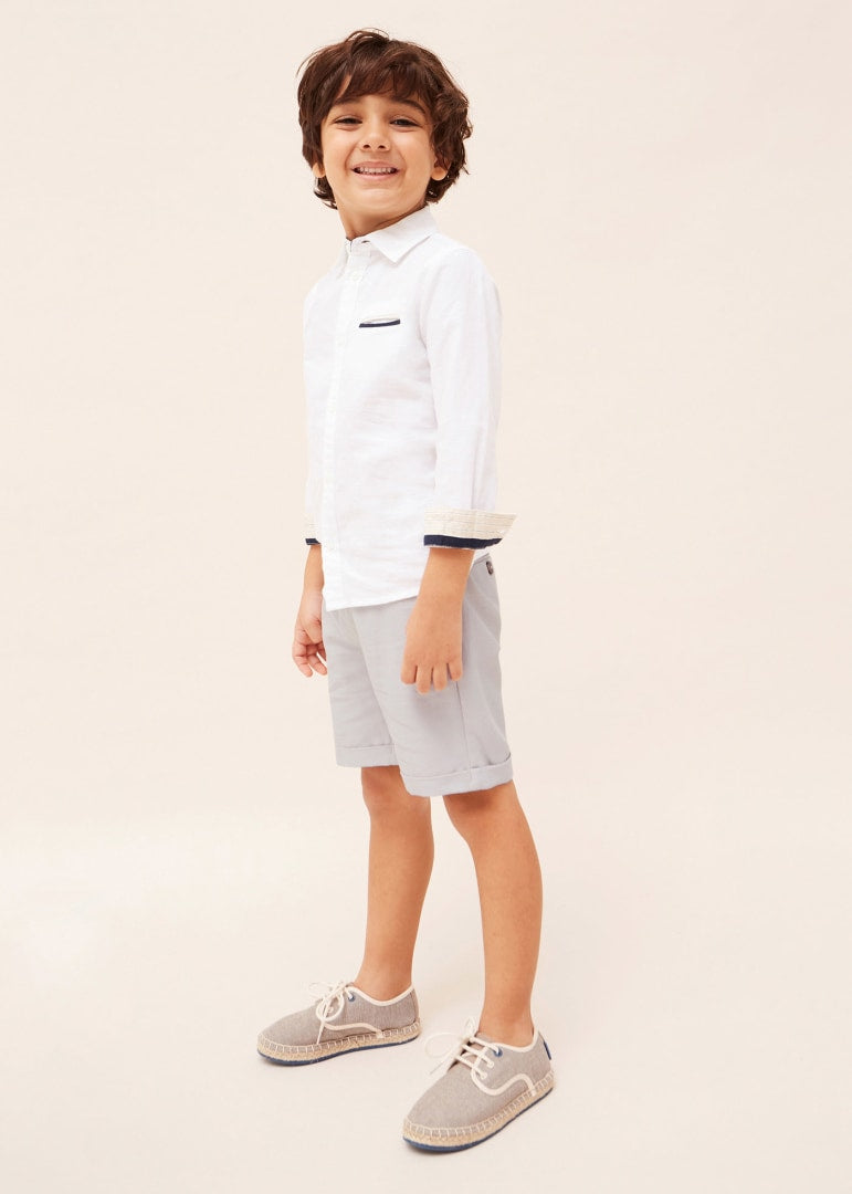 Bermuda Con Risvolto In Misto Lino Bambino MAYORAL 3220 - MAYORAL - Luxury Kids