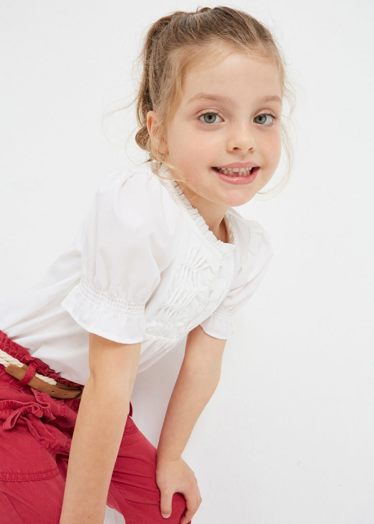 Blusa Manica Corta In Popeline Bambina MAYORAL 3138 - MAYORAL - Luxury Kids