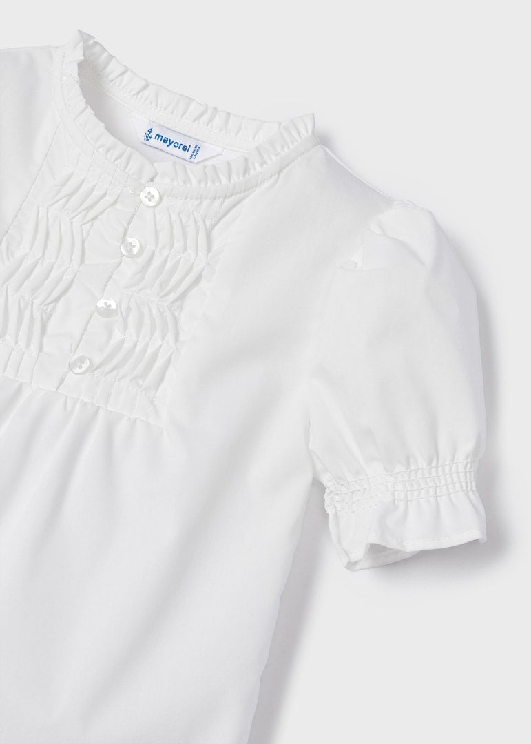 Blusa Manica Corta In Popeline Bambina MAYORAL 3138 - MAYORAL - Luxury Kids