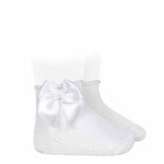 Calzini In Filo Di Cotone Corti Con Fiocco In Raso Neonata CONDOR 525 - Condor - Luxury Kids