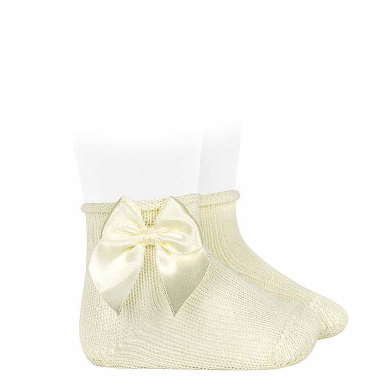 Calzini In Filo Di Cotone Corti Con Fiocco In Raso Neonata CONDOR 525 - Condor - Luxury Kids