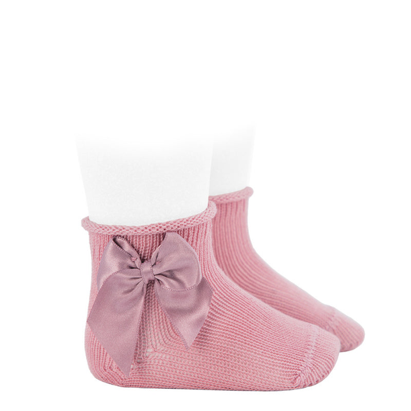 Calzini In Filo Di Cotone Corti Con Fiocco In Raso Neonata CONDOR 525 - Condor - Luxury Kids