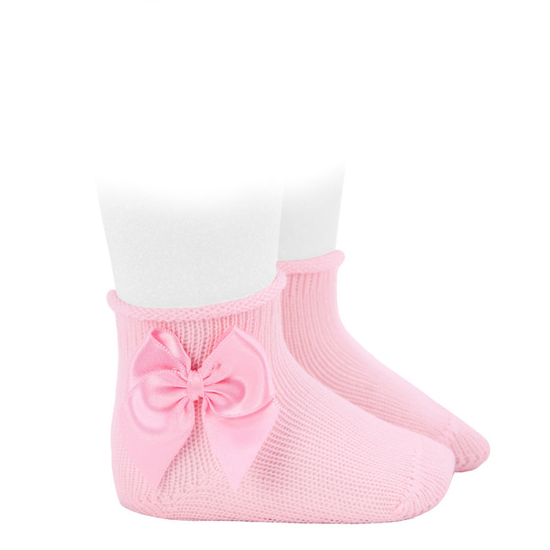Calzini In Filo Di Cotone Corti Con Fiocco In Raso Neonata CONDOR 525 - Condor - Luxury Kids