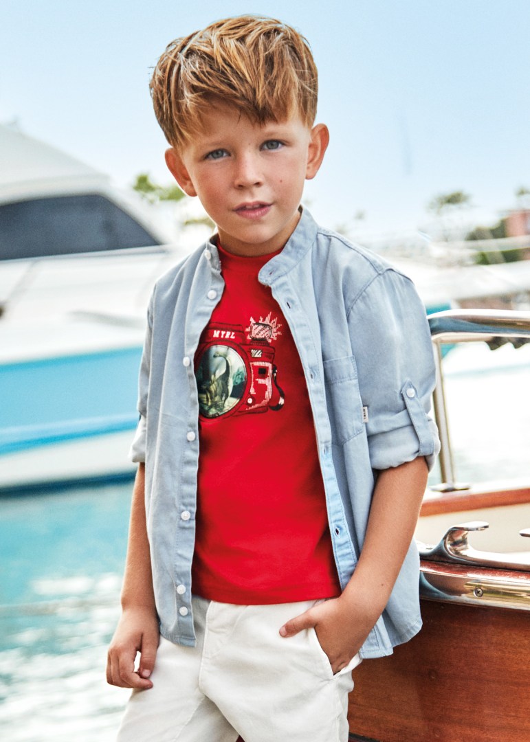 Camicia Con Colletto Coreano In cotone Sostenibile Bambino MAYORAL 3166 - MAYORAL - Luxury Kids