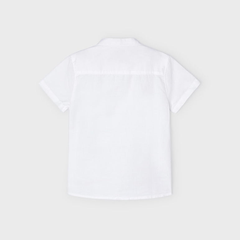 Camicia Mezza Manica Con Colletto Coreano In Misto Lino Bambino MAYORAL 3161 - MAYORAL - Luxury Kids