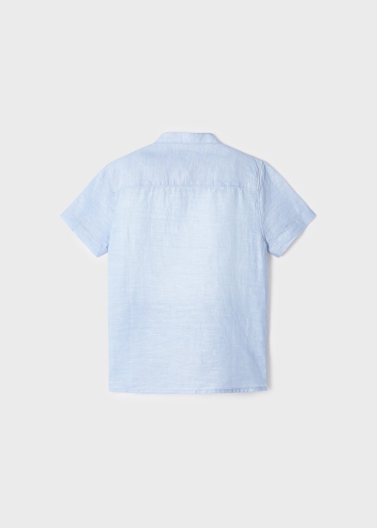 Camicia Mezza Manica Con Colletto Coreano In Misto Lino Bambino MAYORAL 3161 - MAYORAL - Luxury Kids