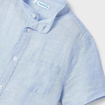 Camicia Mezza Manica Con Colletto Coreano In Misto Lino Bambino MAYORAL 3161 - MAYORAL - Luxury Kids