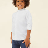 Camicia Manica Lunga Colletto Coreano In Misto Lino Bambino MAYORAL 3167 - MAYORAL - Luxury Kids