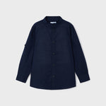 Camicia Manica Lunga Colletto Coreano In Misto Lino Bambino MAYORAL 3167 - MAYORAL - Luxury Kids
