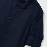Camicia Manica Lunga Colletto Coreano In Misto Lino Bambino MAYORAL 3167 - MAYORAL - Luxury Kids