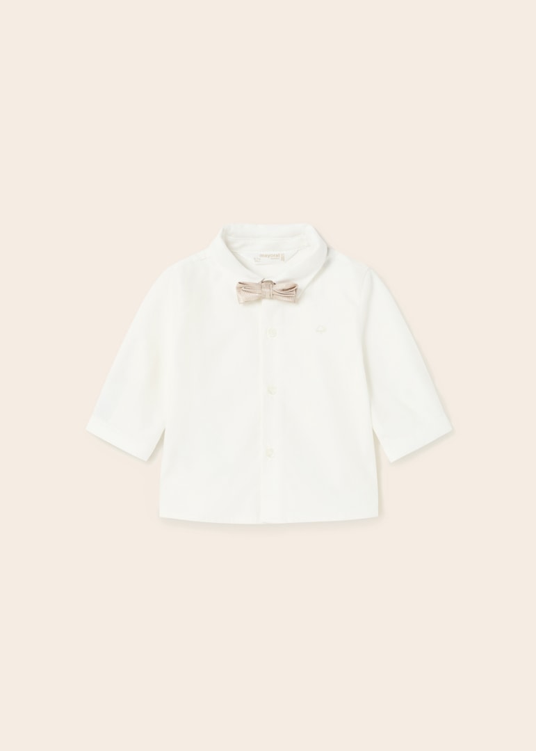 Camicia Manica Lunga In Cotone Con Papillon Neonato MAYORAL 1190 - MAYORAL - Luxury Kids