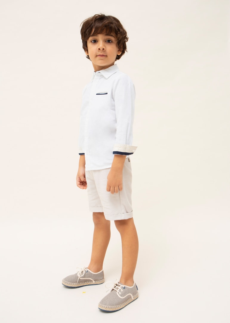 Camicia Manica Lunga In Misto Lino Bambino MAYORAL 3165 - MAYORAL - Luxury Kids