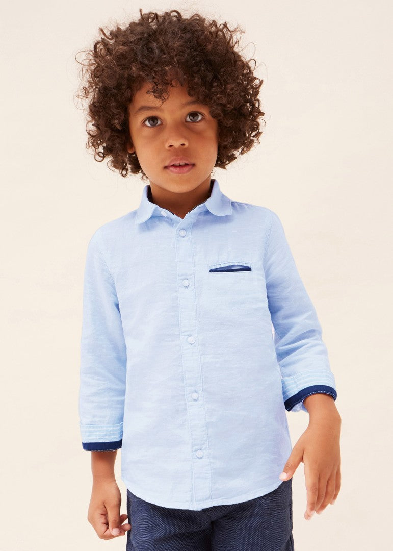 Camicia Manica Lunga In Misto Lino Bambino MAYORAL 3165 - MAYORAL - Luxury Kids