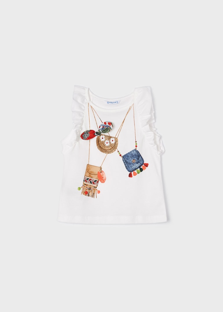 Canottiera Con Volant In Cotone Sostenibile Bambina MAYORAL 3075 - MAYORAL - Luxury Kids