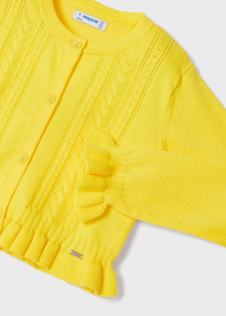 Cardigan Tricot Traforato In Cotone Sostenibile Bambina MAYORAL 3345 - MAYORAL - Luxury Kids