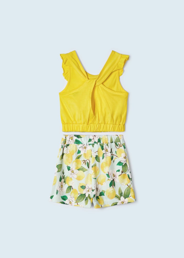 Completo Con Shorts Stampati In Cotone Bambina MAYORAL 3214 - MAYORAL - Luxury Kids