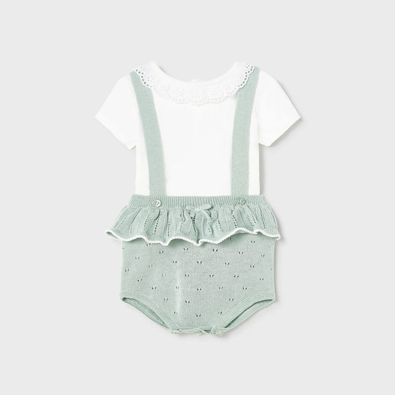 Completo Con Salopette Tricot In Cotone Sostenibile Neonata MAYORAL 1250 - MAYORAL - Luxury Kids