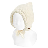 Cuffia In Misto Lana Merinos Con Fiocco In Grosgrain Neonato/a CONDOR 50511 - Condor - LuxuryKids