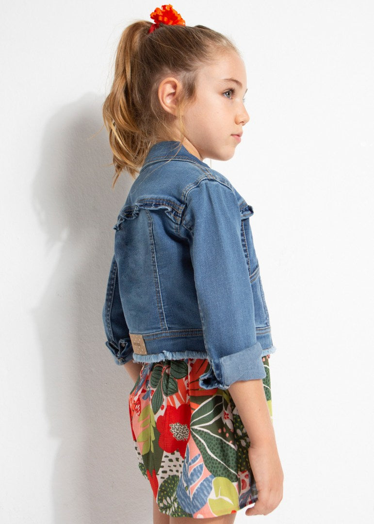 Giubbino In Denim Con Volant Bambina MAYORAL 3440 - MAYORAL - Luxury Kids
