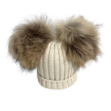 Cappello In Misto Lana A Coste Con Doppio Pom Pon Neonato/a LA SARTORIA DEI PICCOLI L276 - LA SARTORIA DEI PICCOLI - LuxuryKids