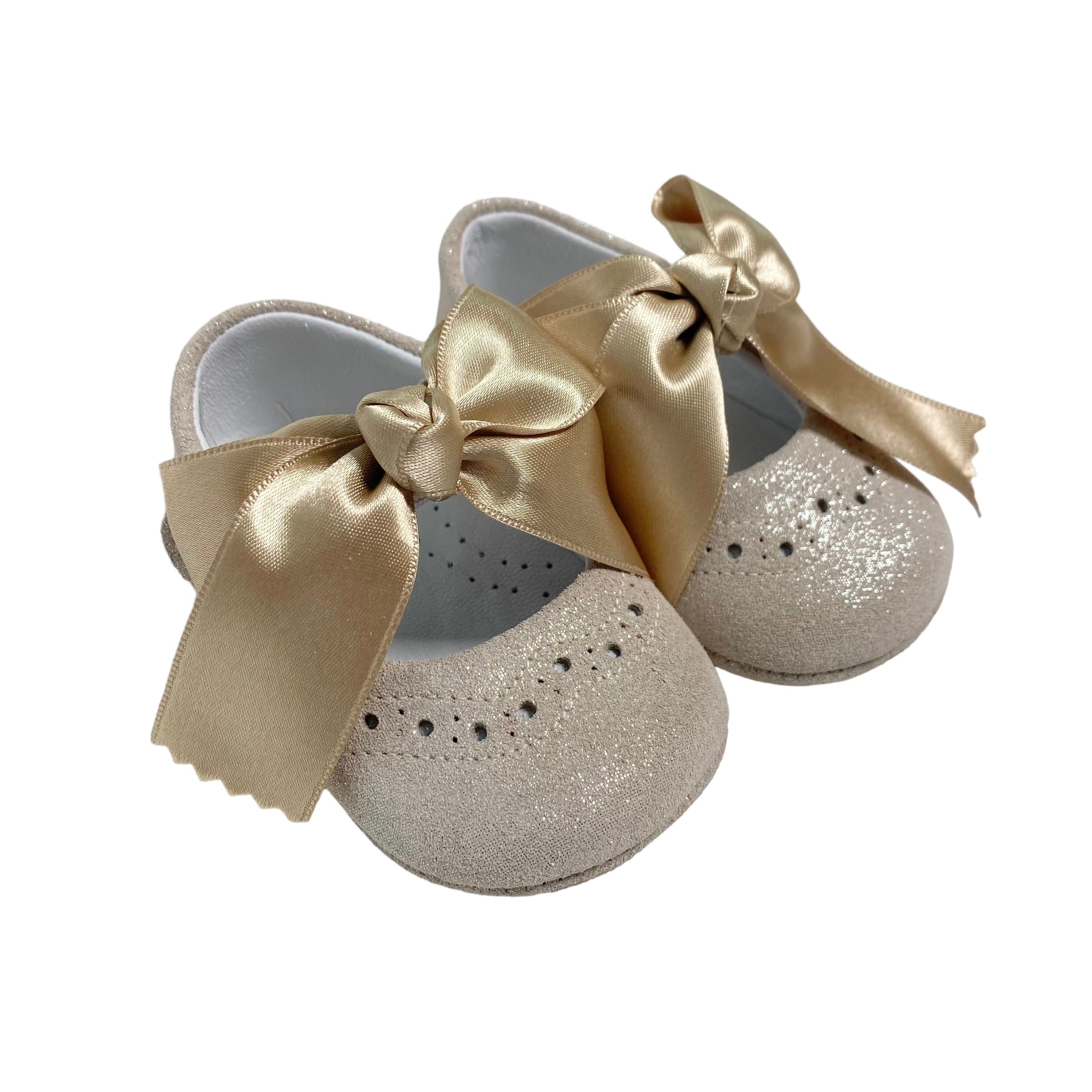 Scarpe Da Culla Modello Ballerina In Camoscio Con Fiocco Neonata RIZITOS A3203 - RIZITOS - Luxury Kids