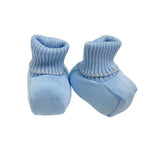 Calzino Scarpetta In Filo Di Cotone Celeste Con Impunture Beige Neonato CREAZIONI LUANA 1020S - CREAZIONI LUANA - Luxury Kids