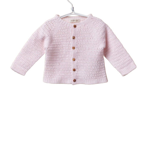 Cardigan In Lana Rosa Neonata WEDOBLE 02308B - WEDOBLE - LuxuryKids