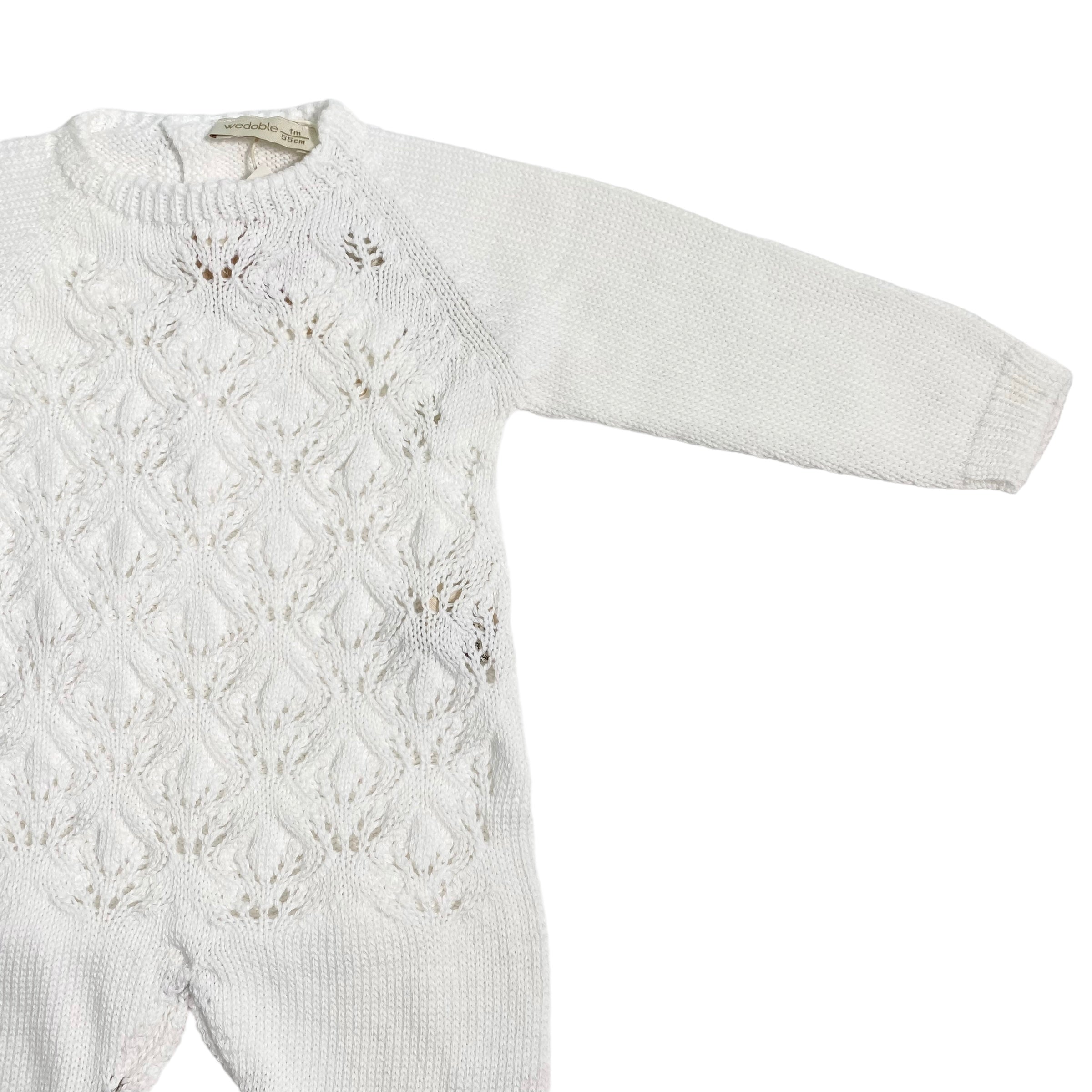 Tutina Intera In Filo Di Cotone Con Traforature Neonato/a WEDOBLE V2304346A - WEDOBLE - Luxury Kids