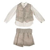 Completo Elegante In Lino Con Bermuda Camicia E Gilet Bambino MIMILU' 590 - MIMILU' - Luxury Kids