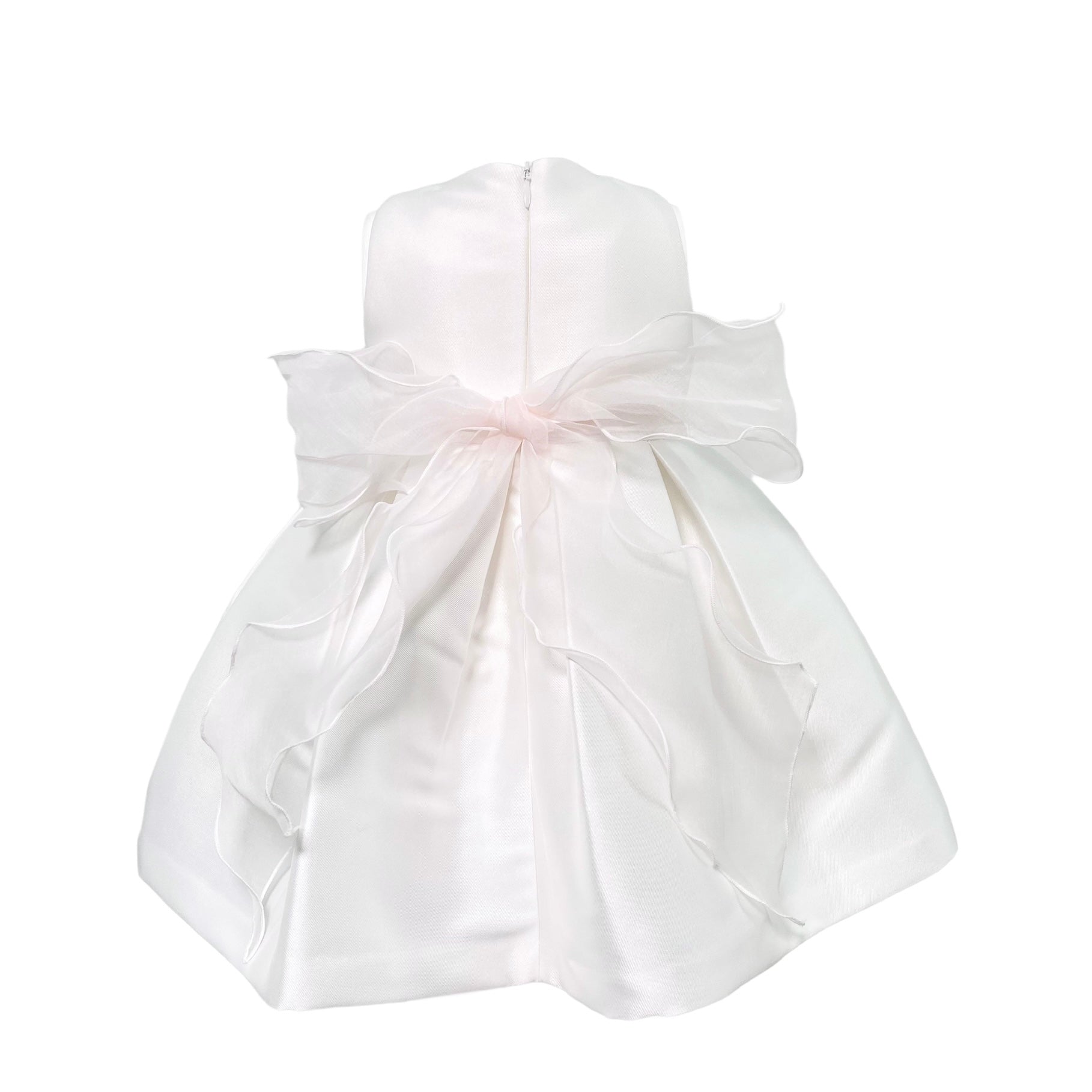 Abito Elegante Smanicato In Mikado Bianco Neonata MIMILU' 330BB - MIMILU' - Luxury Kids