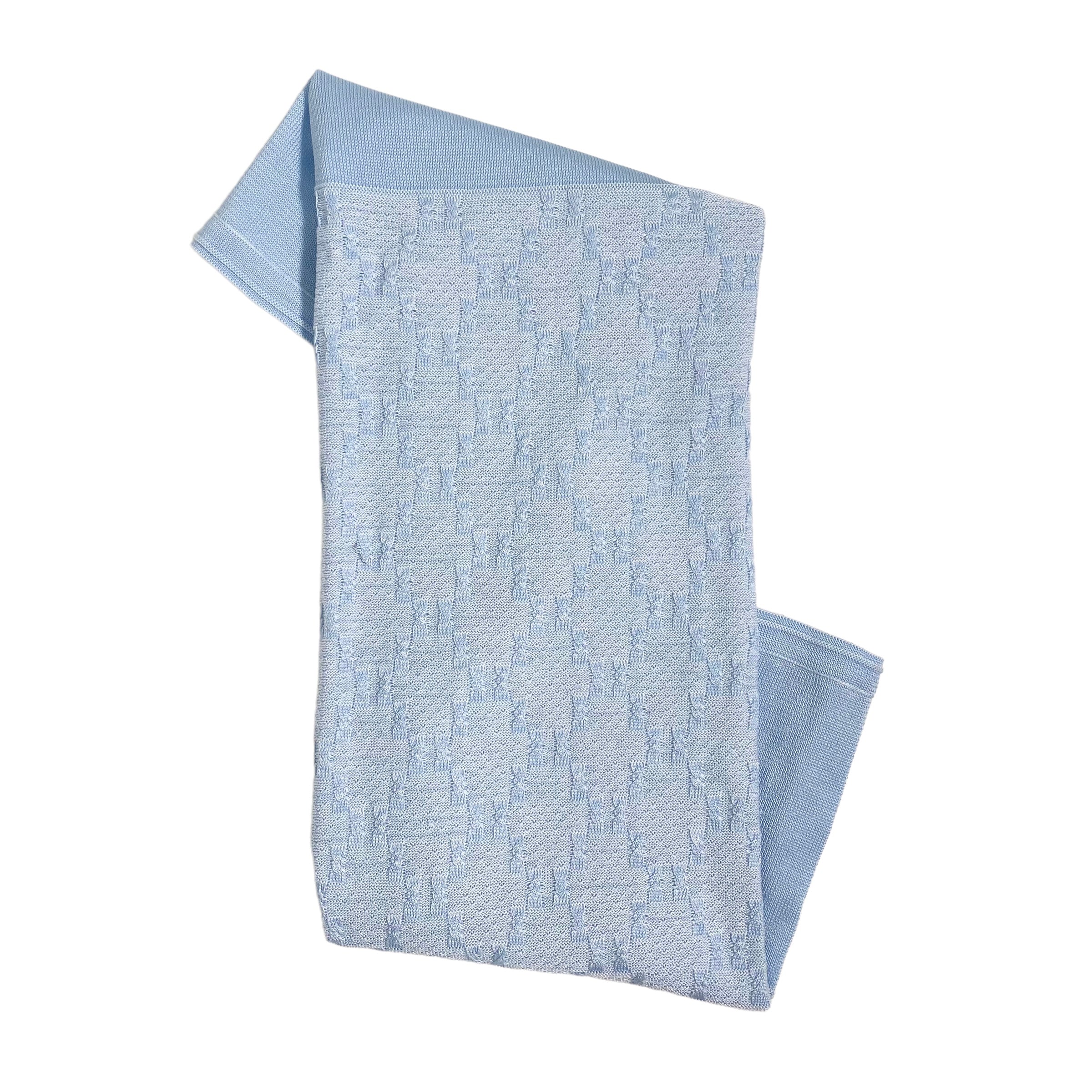 Coperta Scialle In Filo Di Cotone Con Trecce Celeste Neonato CREAZIONI LUANA 1000 - CREAZIONI LUANA - Luxury Kids