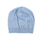 Cappello In Filo Di Cotone Celeste Con Impunture Beige Neonato CREAZIONI LUANA 1020C - CREAZIONI LUANA - Luxury Kids