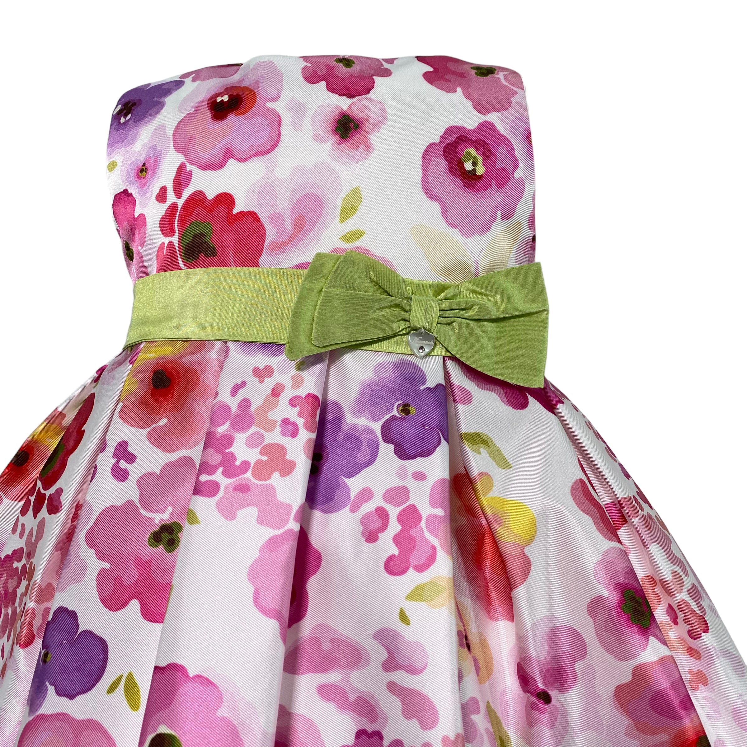 Abito Elegante Smanicato In Mikado Fantasia Floreale Neonata NINNAOH E23AB410 - NINNAOH - Luxury Kids