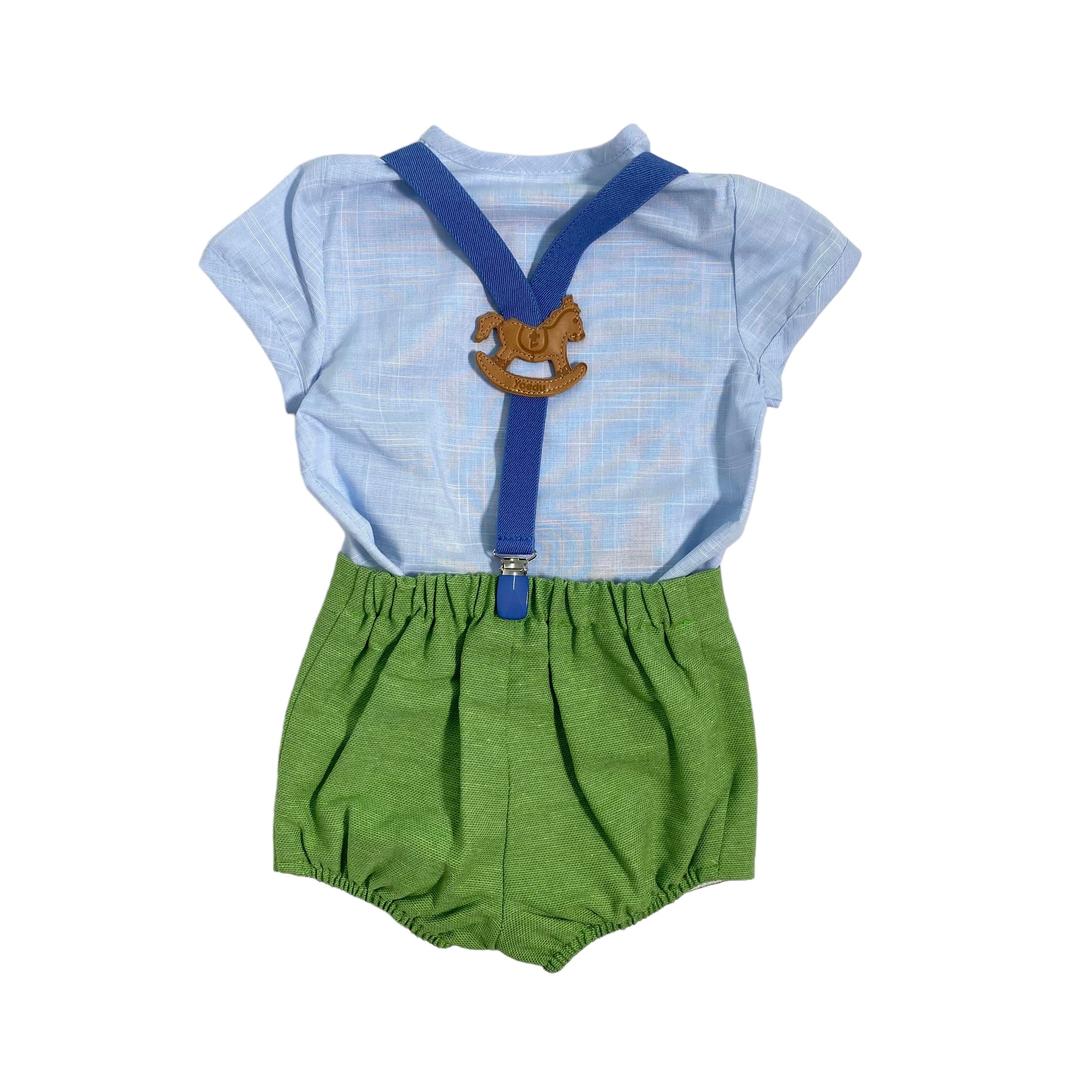 Completo Bermuda con Bretelle e Camicia Neonato YOEDU 0262 - YOEDU - Luxury Kids