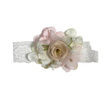 Fascia In Pizzo Bianca Con Fiori Rosa Neonata MIMILU' 307C
